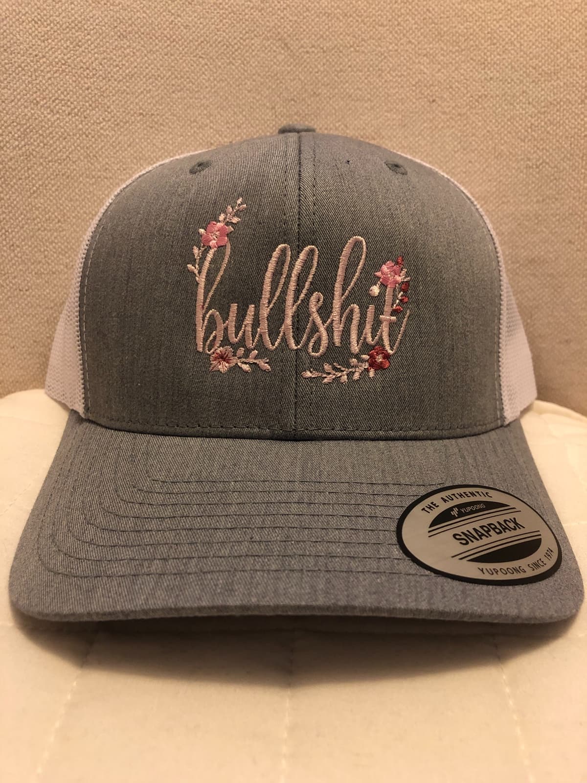 Gray Bullshit Hat close product photo