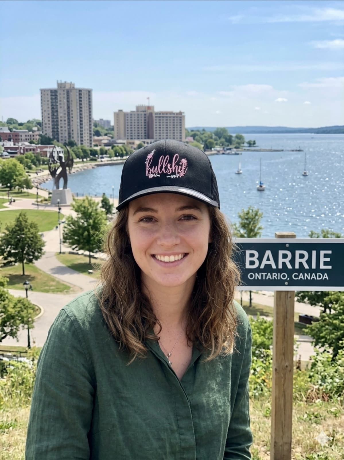 Black Bullshit Hat model photo in Barrie